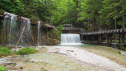 Dřevěná Vodní Stezka V Údolí Řeky Mendling