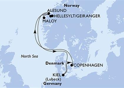 Německo, Dánsko, Norsko z Kielu na lodi MSC EURIBIA
