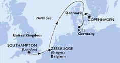 Velká Británie, Belgie, Německo, Dánsko ze Southamptonu na lodi MSC Euribia