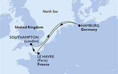 Německo, Francie, Velká Británie z Hamburku na lodi MSC Euribia