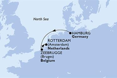 Německo, Belgie, Nizozemsko z Hamburku na lodi MSC Euribia