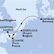 Belgie, Francie, Velká Británie, Německo ze Zeebrugge na lodi MSC Euribia 